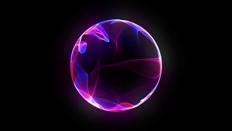 Purple laser sphere. Glowing ball of pink and blue particles. Magenta purpl.. Video stock 290051663