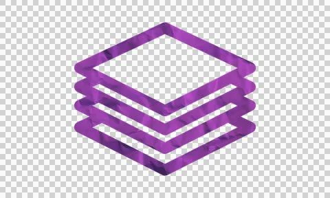 Purple layered square icon representing data stack or digital file manageme.. Stock Illustration