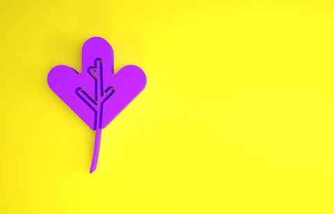 Purple Leaf icon isolated on yellow background. Leaves sign. Fresh natural pr Stock Illustration
