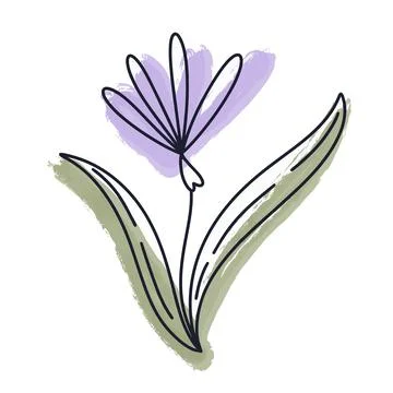 Purple leaf from a tree, doodle style Stock Illustration