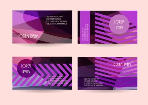 Purple leaflet flyers. Header website backgrounds. Abstract card layout. Stock Illustration