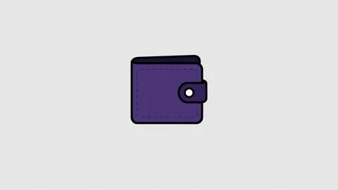 Purple leather wallet with floating Solana coin for cryptocurrency and fint.. 库存影片 343733954