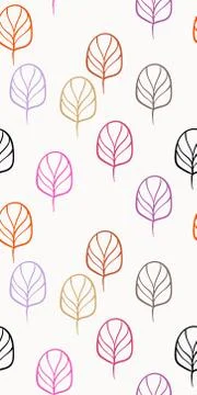 Purple leaves seamless pattern vector floral design primitive scandinavian Stock Illustration