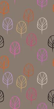 Purple leaves seamless pattern vector floral design primitive scandinavian Stock Illustration