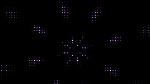 Purple LED halftone dot abstract spinning flower background loop Stock Footage 346996661