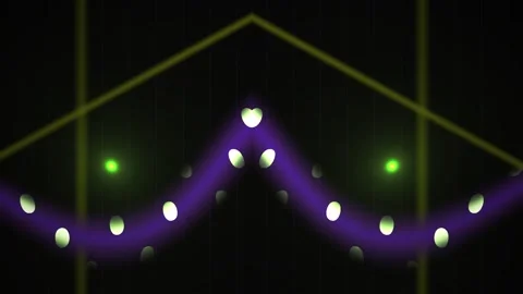 Purple LED lights on a dark background with green accents and yellow lines. Stock Footage 336707535