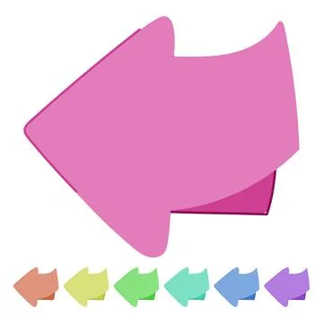 Purple left arrow indicating direction and movement graphic Ilustración de archivo
