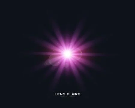 Purple Lens Flare Effect. Vector transparent Sunlight Light Effect Stock Illustration