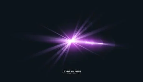 Purple Lens Flare Effect. Vector transparent Sunlight Light Effect Stock Illustration