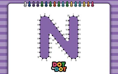 Purple letter N dot to dot educational activity learning Stock-Illustration