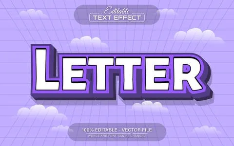 Purple letter style text effect editable Stock Illustration