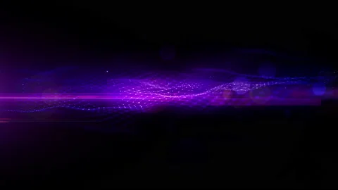 Purple light and digital wave flow abstract background with line and dots Stock Footage 217661561