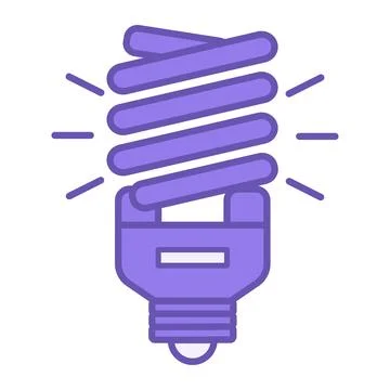 Purple Light Bulb Icon. Vector Icon. Fluorescent or Energy-Saving Light Bul.. Stock Illustration