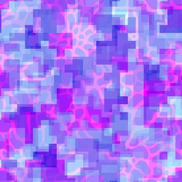 Purple light cosmic cells. Vector illustration seamless pattern background Stock Illustration