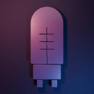 Purple Light emitting diode icon isolated on purple-blue background. Semico.. Stock Photos