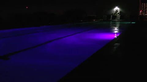 Purple Light In a Pool at Night Stock Footage 68919881
