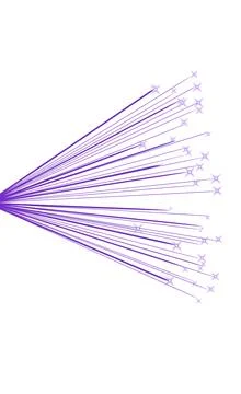 Purple light rays with stars, abstract glowing particle explosion, illustatio Stock Illustration