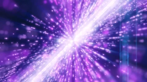 Purple light-speed burst with glowing particles and motion streaks Stock Footage 329997429