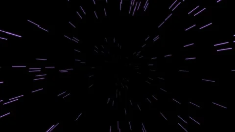 Purple light streaks emanating from a dark center in a warp speed effect Video stock 335117907