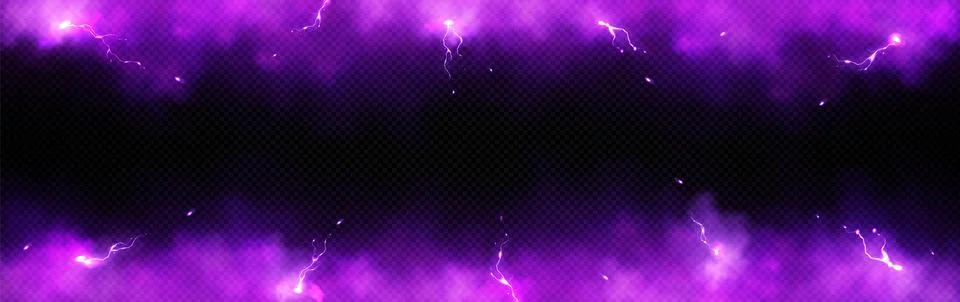 Purple lightning and smoke effect frame background Stock Illustration