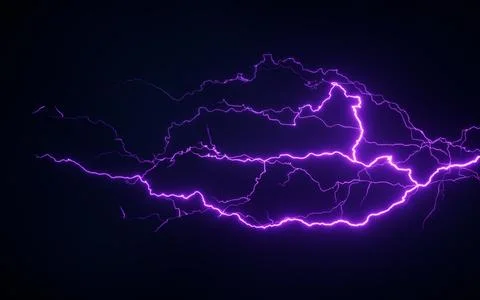 Purple lightning with dark background, 3d rendering. Stock Illustration