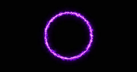 Purple, lilac ring of lightning, energy neon a black background. Abstract energy Stock Footage 178609869