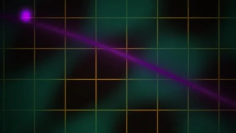 Purple Line Abstract Motion on Green Grid Background for Tech Projects Stock Footage 343755126