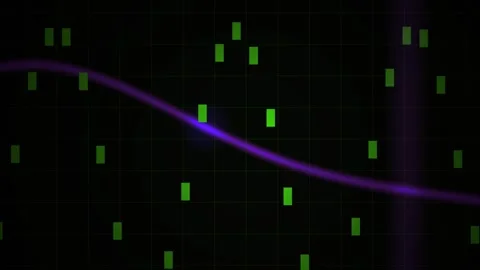 Purple line with green rectangles on black. Stock Footage 340040787