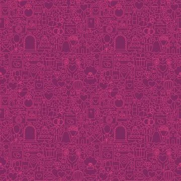 Purple Line Wedding Seamless Pattern Illustrazione stock