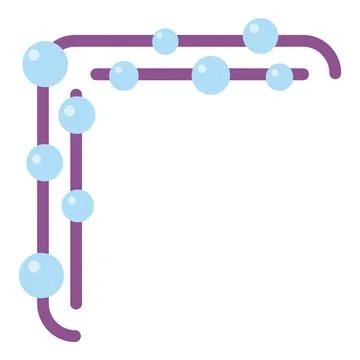 Purple lines forming corner border with blue bubbles Stock Illustration