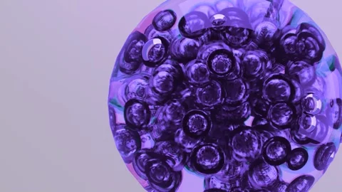 Purple Liquid Bubbles Animation - Abstract Organic Spheres Loop Stockbeeldmateriaal 319740230
