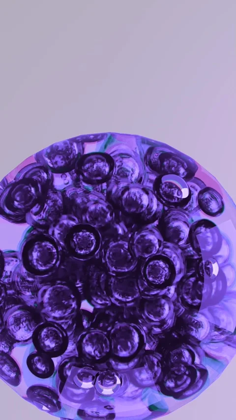 Purple Liquid Bubbles Animation - Abstract Organic Spheres Loop Stockbeeldmateriaal 319740232