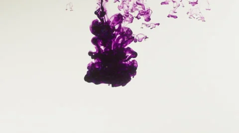 Purple liquid moves from top of frame down, expanding into a squid-like cloud. Stock Footage 63889346