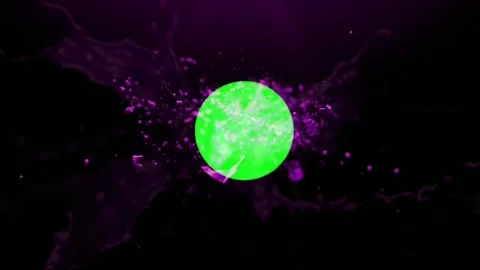 Purple Liquid Paint Splash Logo Reveal Frame with Green Screen Placeholder Stock Footage 340635907