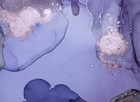 Purple Liquid Paint Waves. Grey Smoke Alcohol Art Stock Illustration