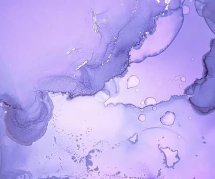 Purple Liquid Paint Waves. Metallic Gray Acrylic Stock Illustration