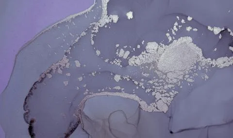 Purple Liquid Paint Waves. Metallic Grey Acrylic Stock Illustration