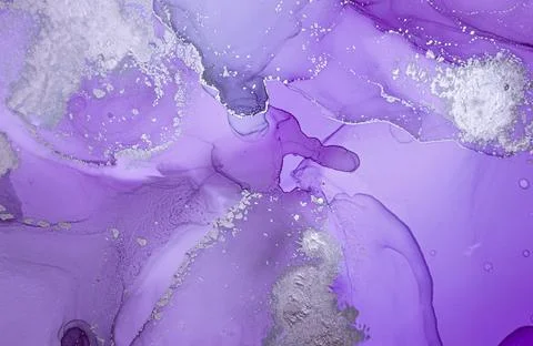 Purple Liquid Paint Waves. Smoke Gray Alcohol Ink Stock Illustration