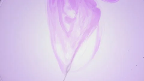 Purple liquid with tiny bubbles is injected into pale violet one 库存影片 157656891