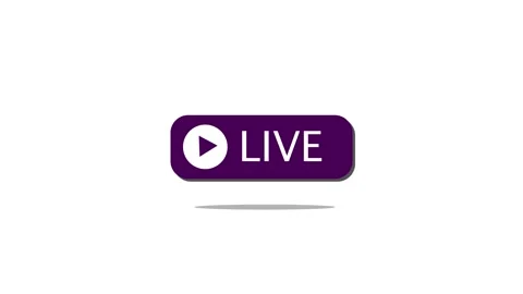 Purple Live Streaming Button with Play Icon and Shadow on animation White B.. Stock Footage 321739049