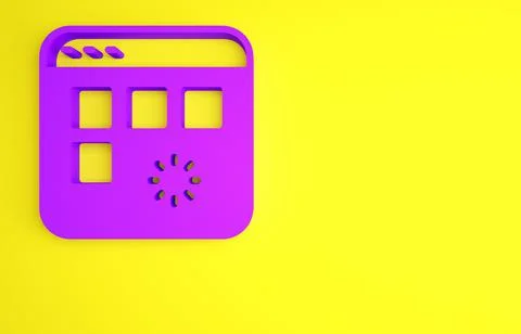 Purple Loading a data window with a progress bar icon isolated on yellow back イラスト素材
