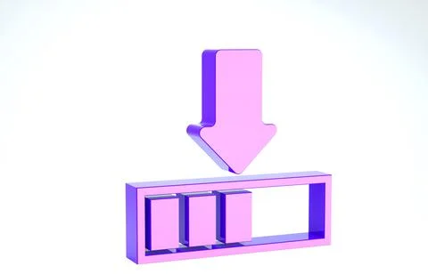 Purple Loading icon isolated on white background. Download in progress. Progr Illustrazione stock