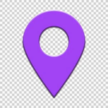 Purple Location Pin Map Marker Icon on Transparent Background Stock Illustration