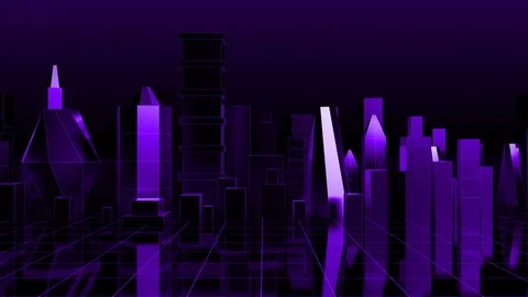 Purple Loop Abstract Digital City.Technology And Connection Concept Stock Footage 108589954