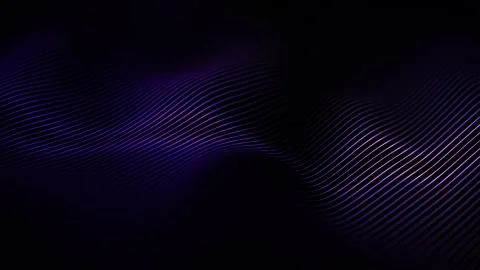 Purple luminous line wave on deep black background. Violet ultraviolet curv.. 库存影片 330601593