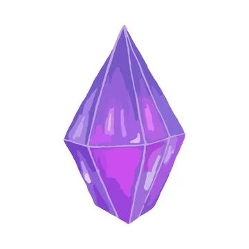 Purple magic Crystal. Vector illustration isolated on white background Stock Illustration