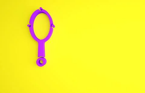 Purple Magic hand mirror icon isolated on yellow background. Minimalism conce Stock Illustration