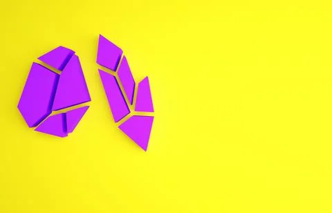 Purple Magic stone icon isolated on yellow background. Fantasy crystal. Jewelry Illustrazione stock