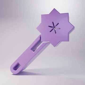 Purple Magic wand icon isolated on grey background. Star shape magic access.. Stock Illustration