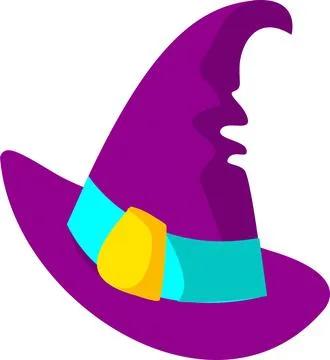 Purple magic wizard hat. Halloween. Illustration on a white background. Stock Illustration